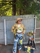 Krop Iconic Floral Printed Jeans in Goldie